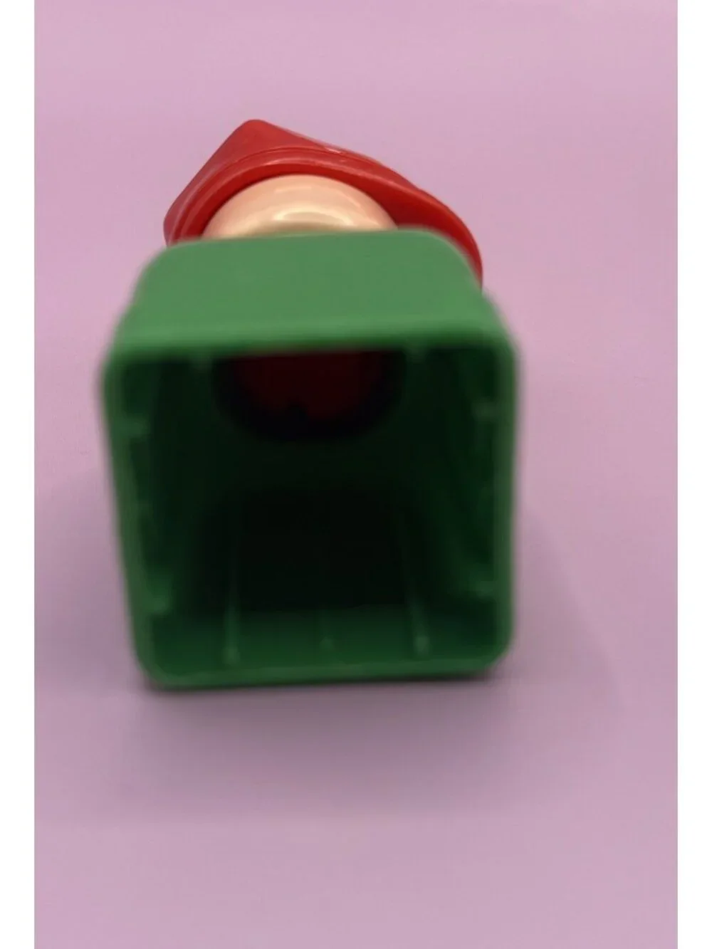 Vintage Mega Bloks Megaville Block Person Bald Red Hat Conductor? Plastic 2.5